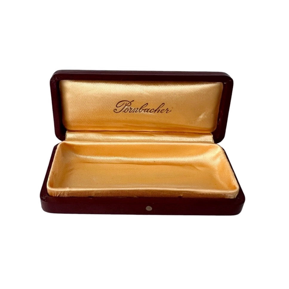 Antique Pörnbacher Brooch Box Burgundy Leather Satin Jewellery Case