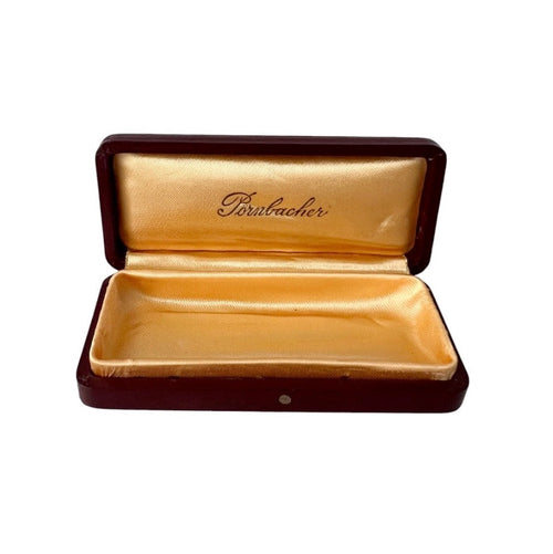 Antique Pörnbacher Brooch Box Burgundy Leather Satin Jewellery Case