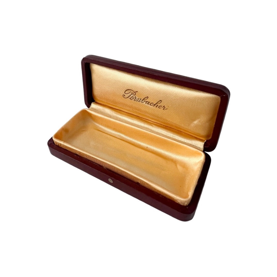Antique Pörnbacher Brooch Box Burgundy Leather Satin Jewellery Case