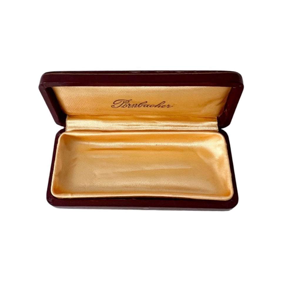 Antique Pörnbacher Brooch Box Burgundy Leather Satin Jewellery Case