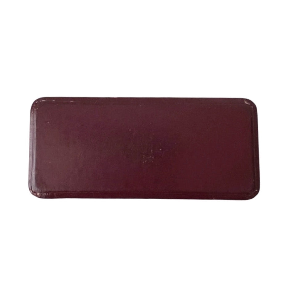 Antique Pörnbacher Brooch Box Burgundy Leather Satin Jewellery Case