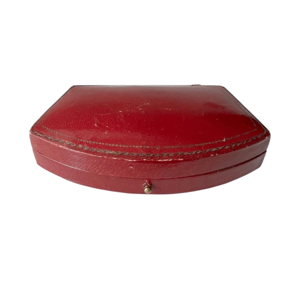 Antique Harrods London Necklace Box Red Leather Jewellery Case Pendant