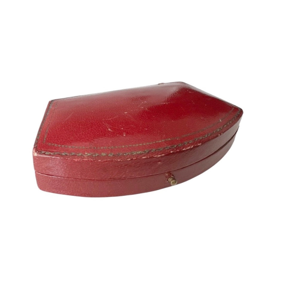 Antique Harrods London Necklace Box Red Leather Jewellery Case Pendant