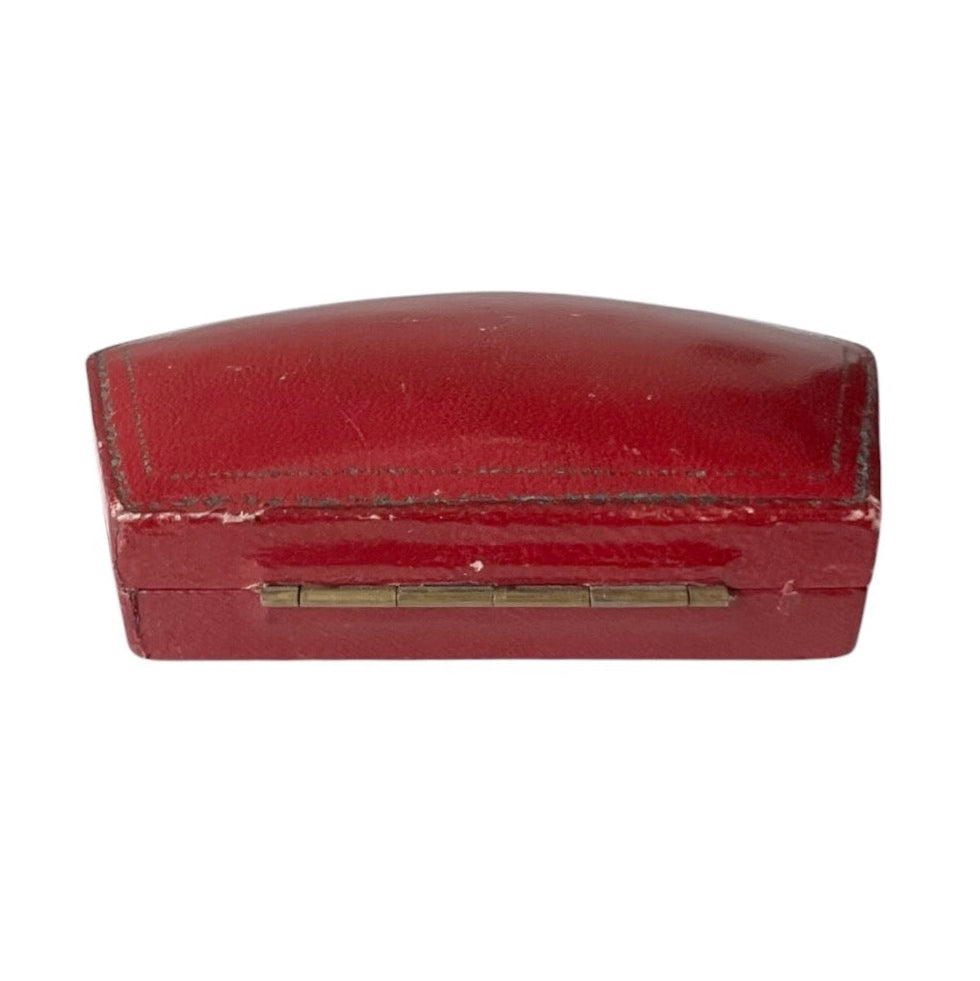 Antique Harrods London Necklace Box Red Leather Jewellery Case Pendant