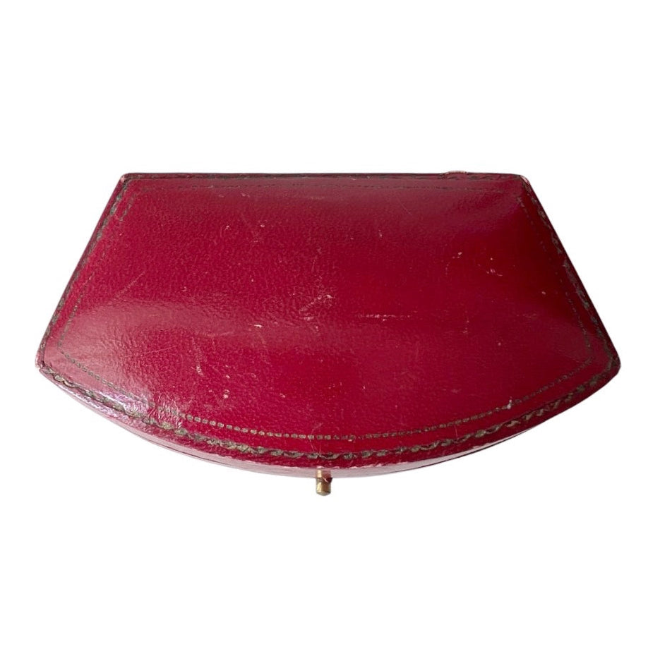 Antique Harrods London Necklace Box Red Leather Jewellery Case Pendant