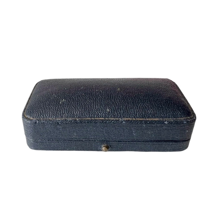 Antique Harrods London Cufflink Box Black Leather Jewellery Case Double