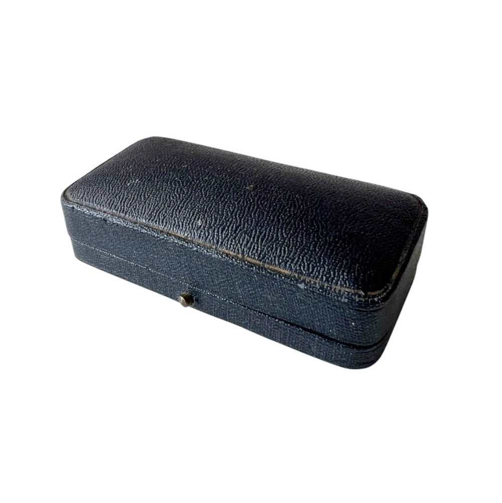 Antique Harrods London Cufflink Box Black Leather Jewellery Case Double