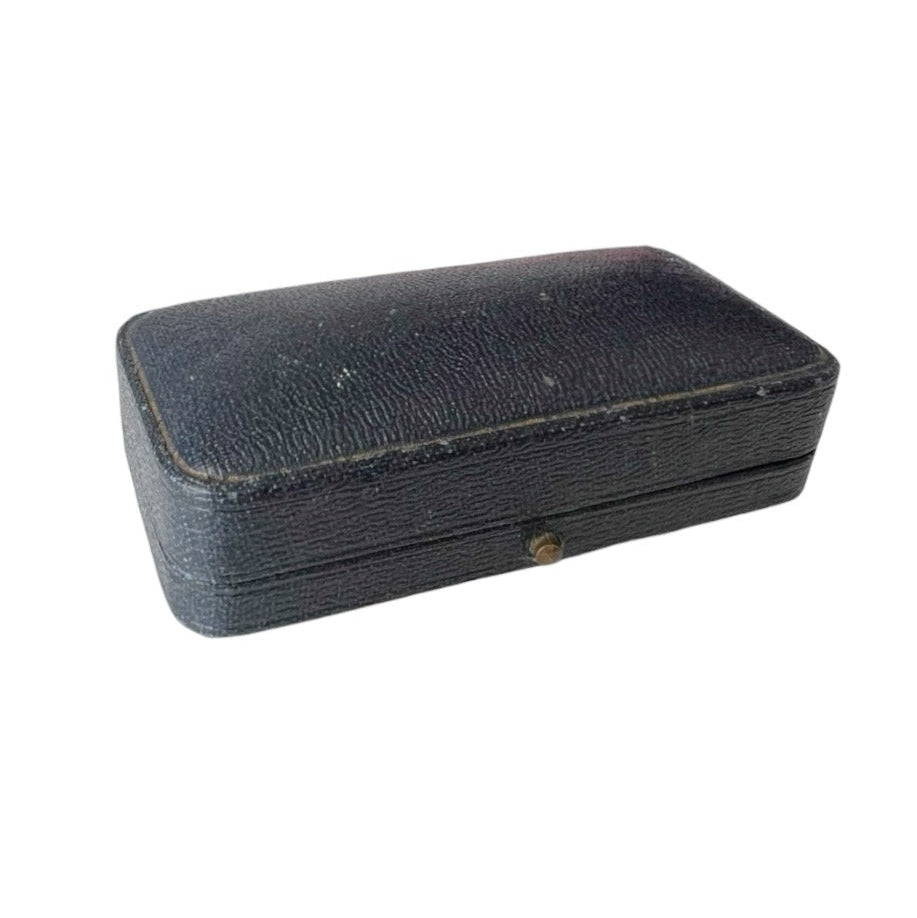 Antique Harrods London Cufflink Box Black Leather Jewellery Case Double