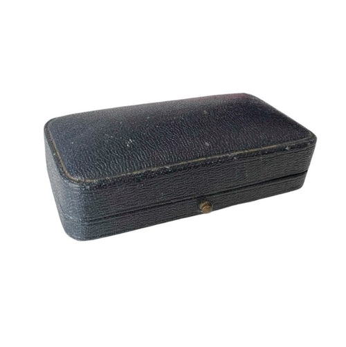 Antique Harrods London Cufflink Box Black Leather Jewellery Case Double