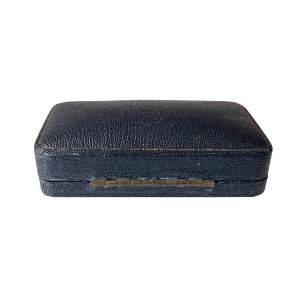 Antique Harrods London Cufflink Box Black Leather Jewellery Case Double