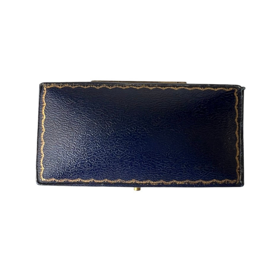 Antique Harrods London Blue Leather Jewellery Case