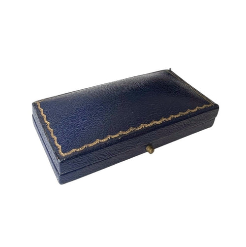 Antique Harrods London Blue Leather Jewellery Case