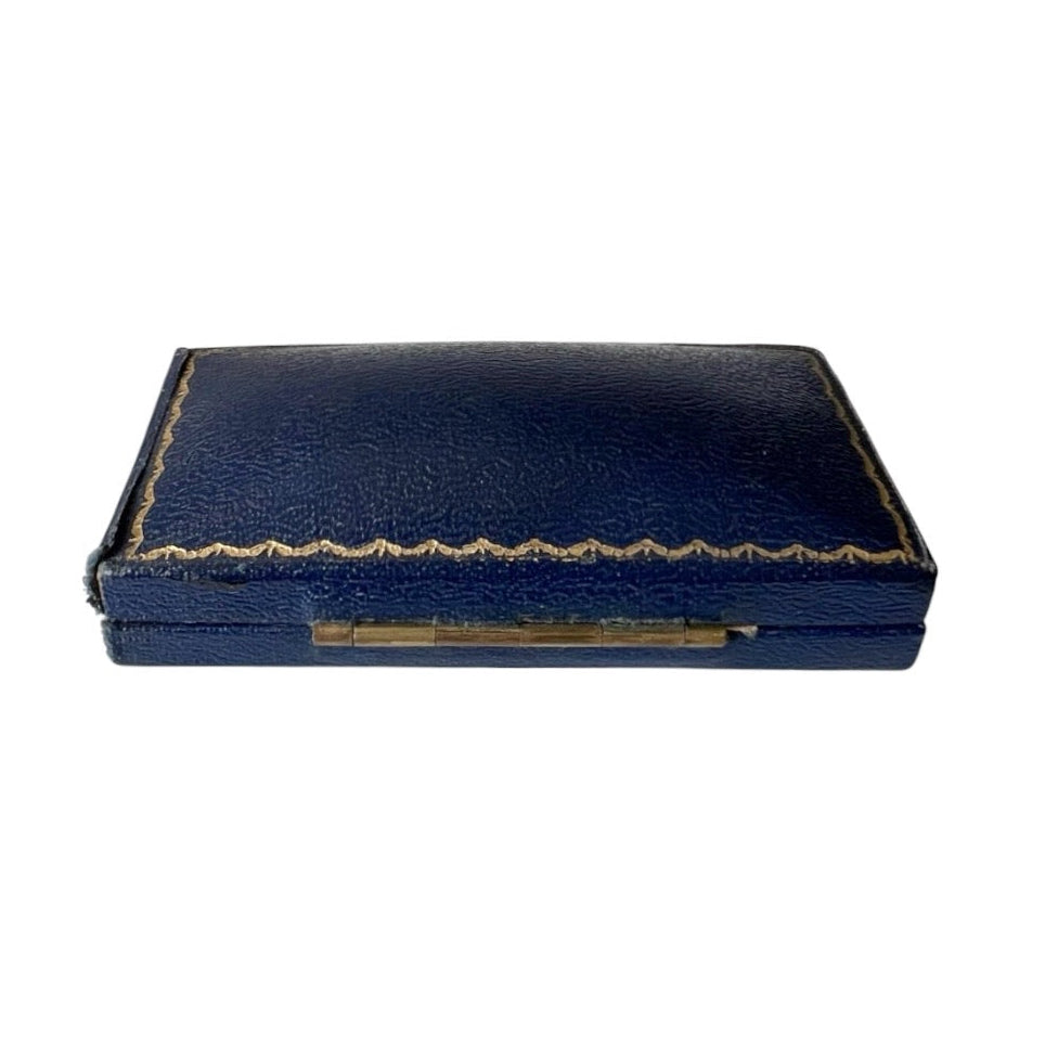 Antique Harrods London Blue Leather Jewellery Case