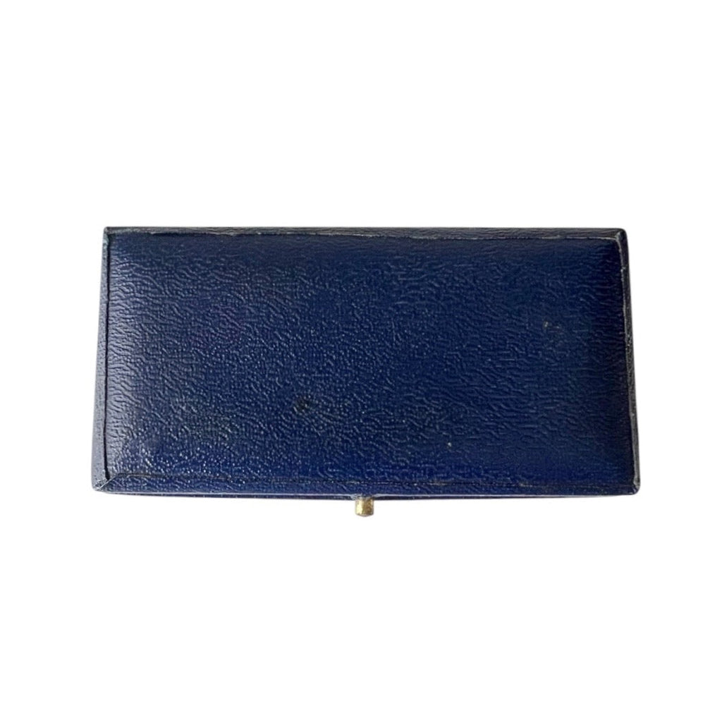 Antique Harrods London Blue Leather Jewellery Case