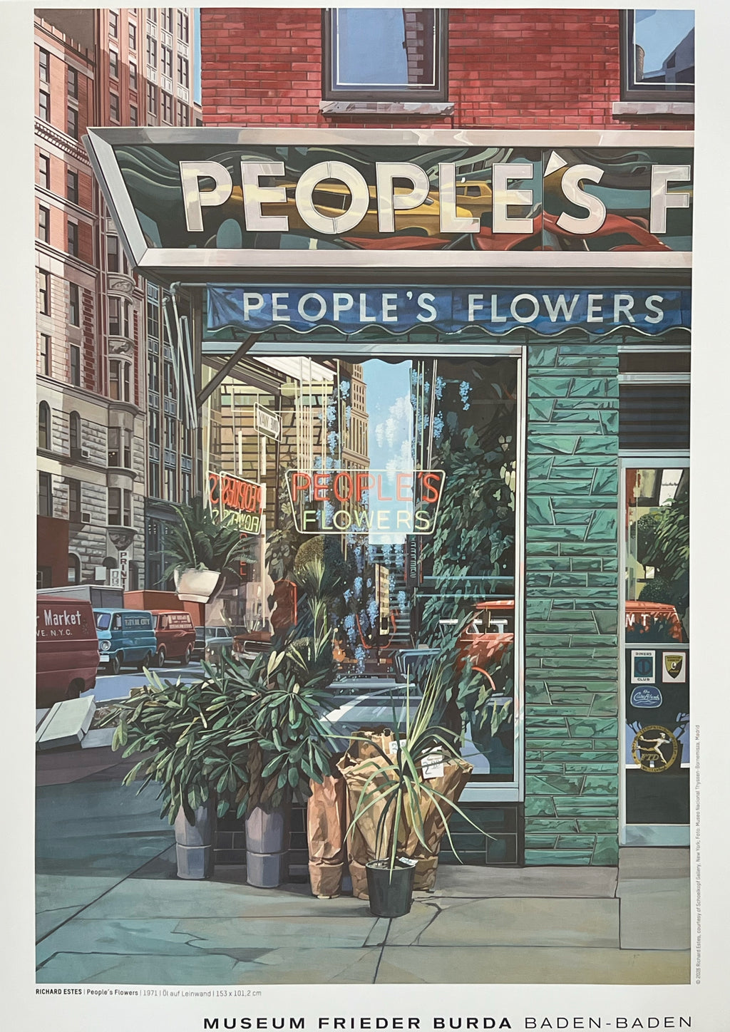 Richard Estes - "People's flowers". Original Exhibition Museum Poster