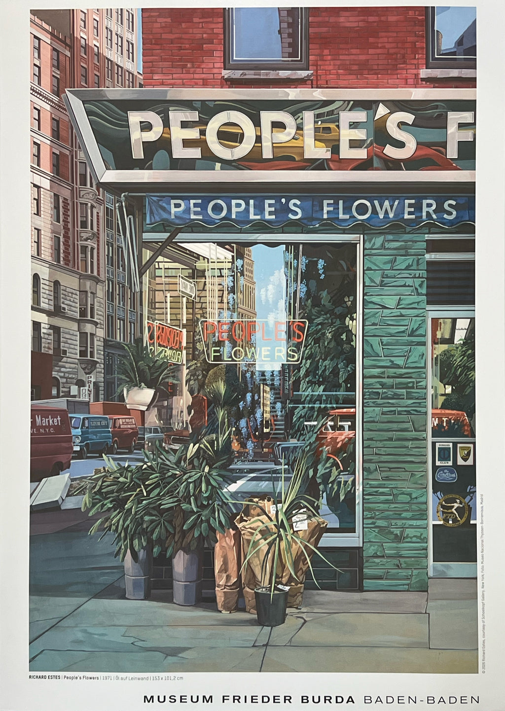 Richard Estes - "People's flowers". Original Exhibition Museum Poster