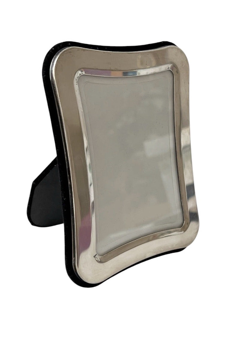 Vintage Silver Plated Photo Frame, Curved Modernist Frame