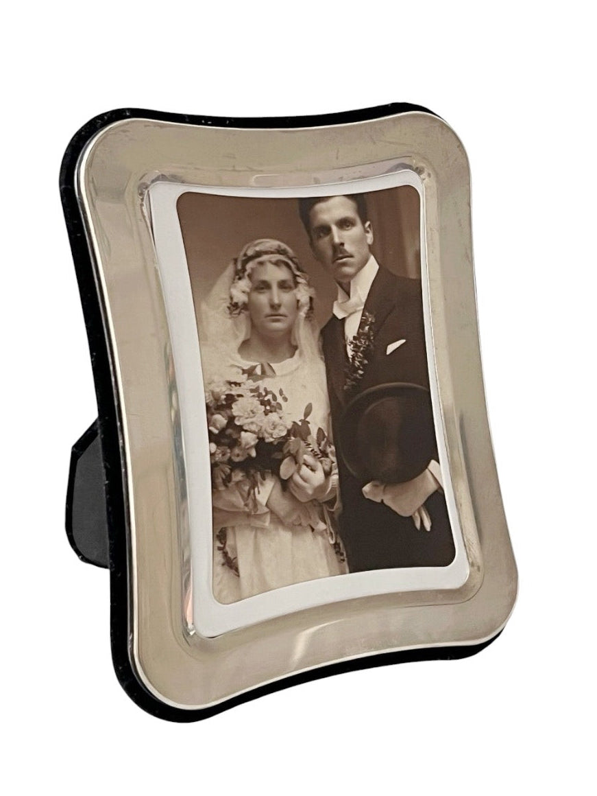 Vintage Silver Plated Photo Frame, Curved Modernist Frame