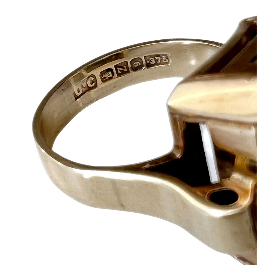 Vintage 9ct Gold Synthetic Blue Spinel Cocktail Ring, Dublin 1967, UK L / EU 51 / US 5.75