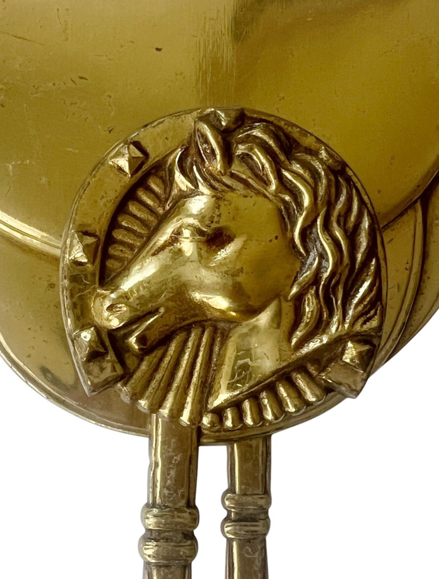 Vintage Brass Equestrian Wall Hook Horse Head Stirrup Design