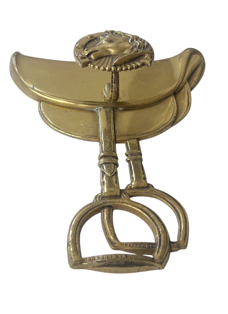 Vintage Brass Equestrian Wall Hook Horse Head Stirrup Design