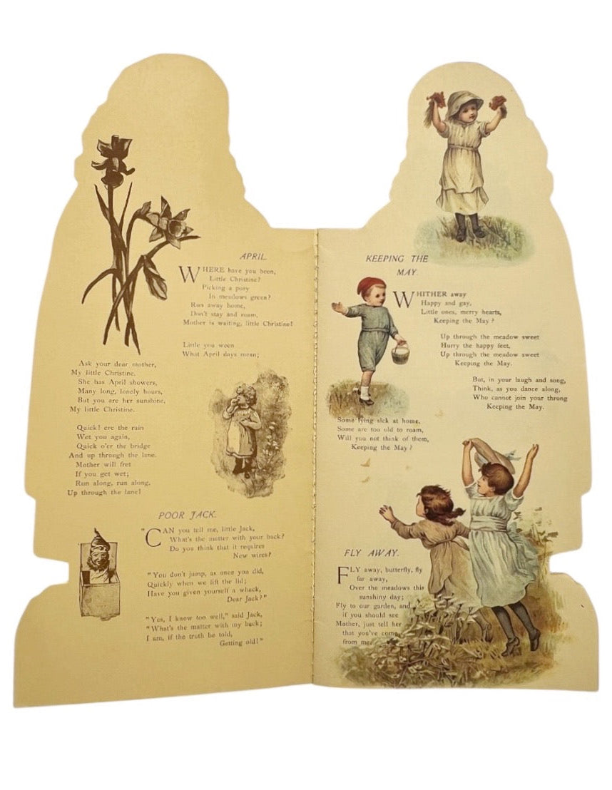 Vintage Merrimack Little Flower Girl Die Cut Nursery Rhyme Book