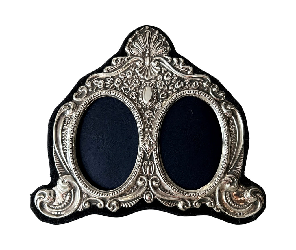 Britannia Silver Double Photo Frame, RBB London 1987, Oval Portrait Frame