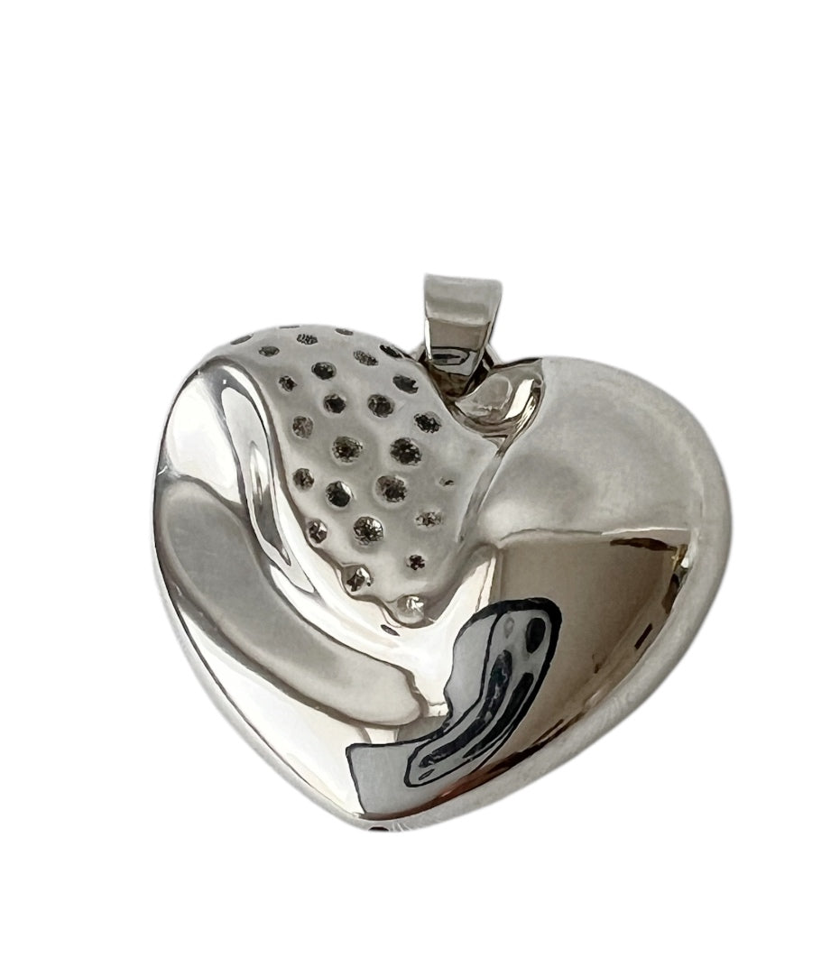 Large Puffy Sterling Silver Heart Pendant