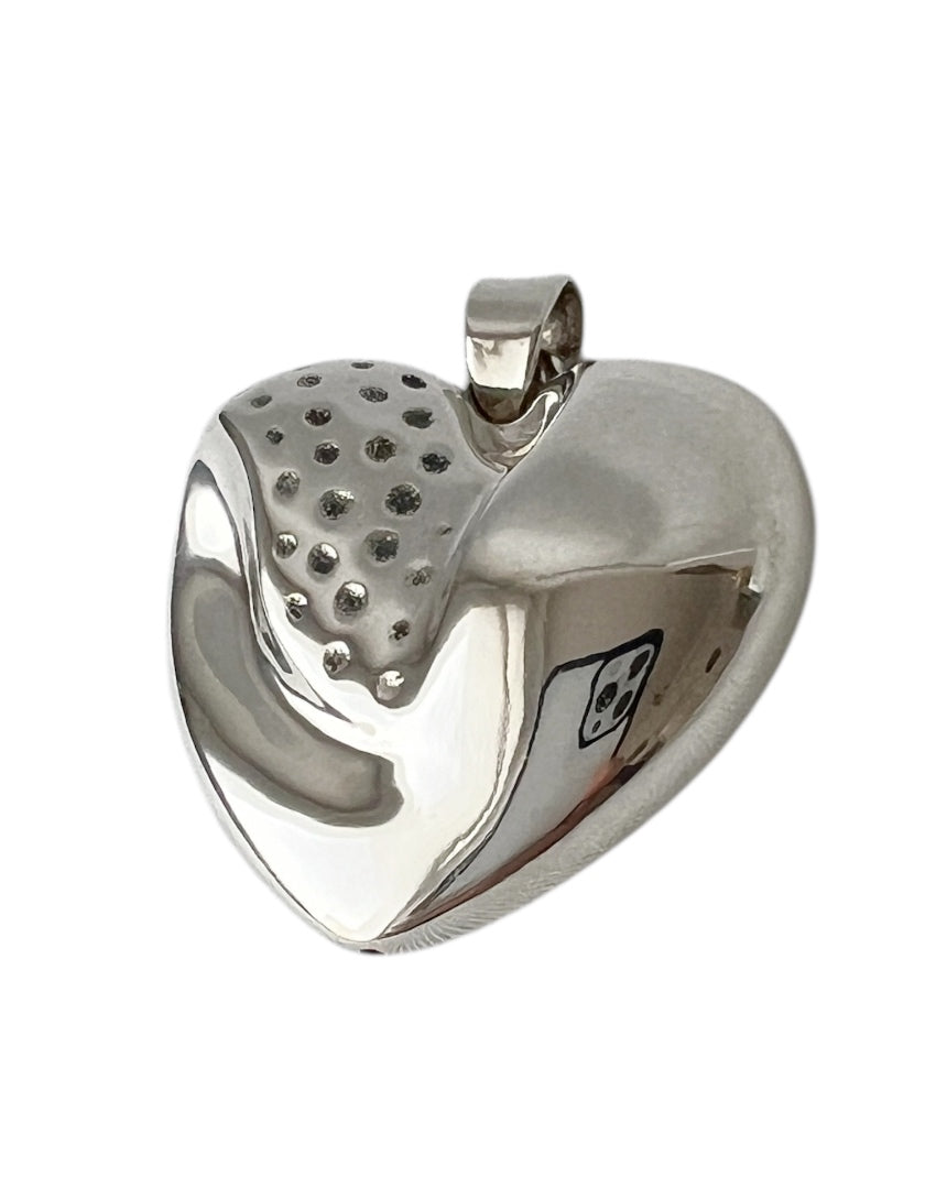 Large Puffy Sterling Silver Heart Pendant