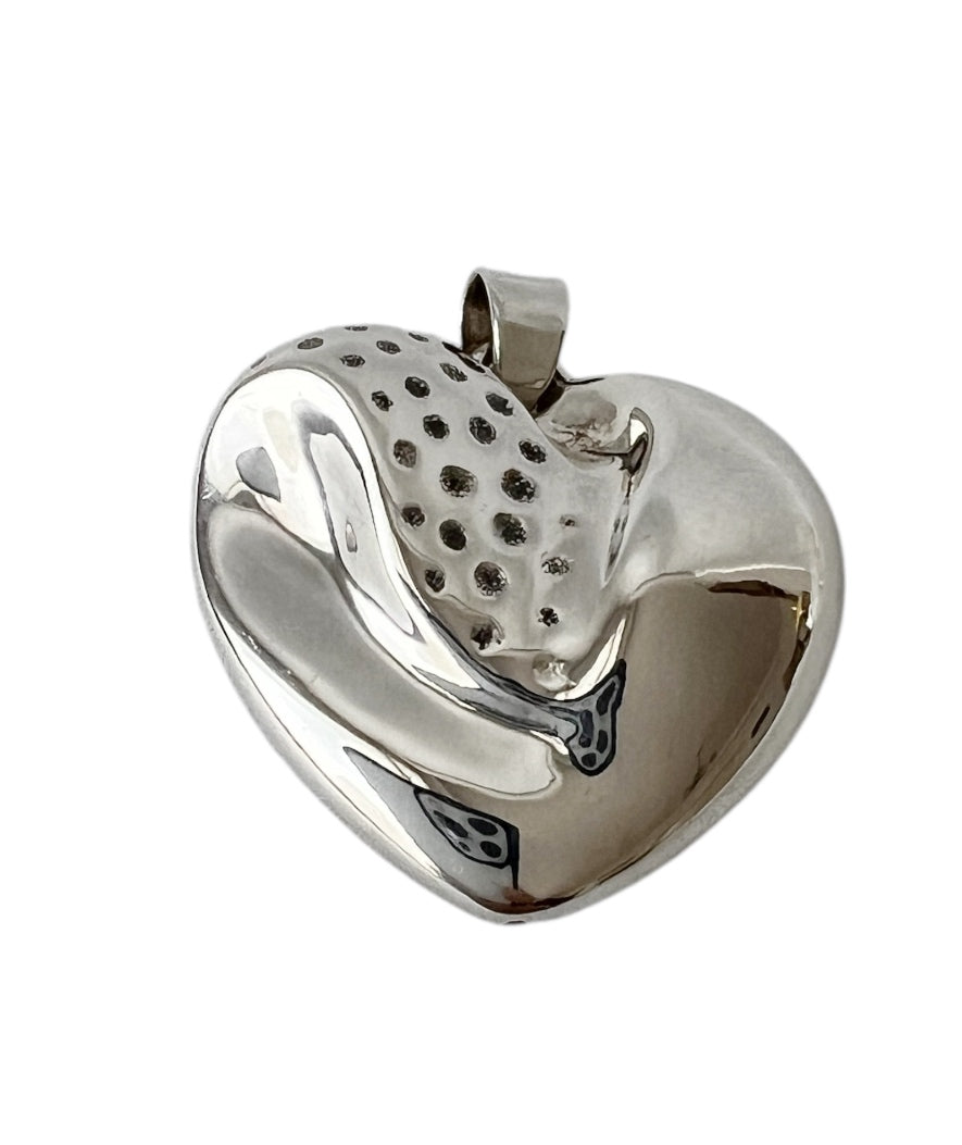 Large Puffy Sterling Silver Heart Pendant