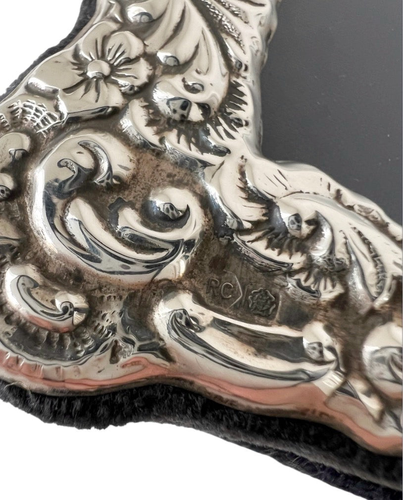 Carr’s Sheffield Sterling Photo Frame, 1993, Floral Scroll Design