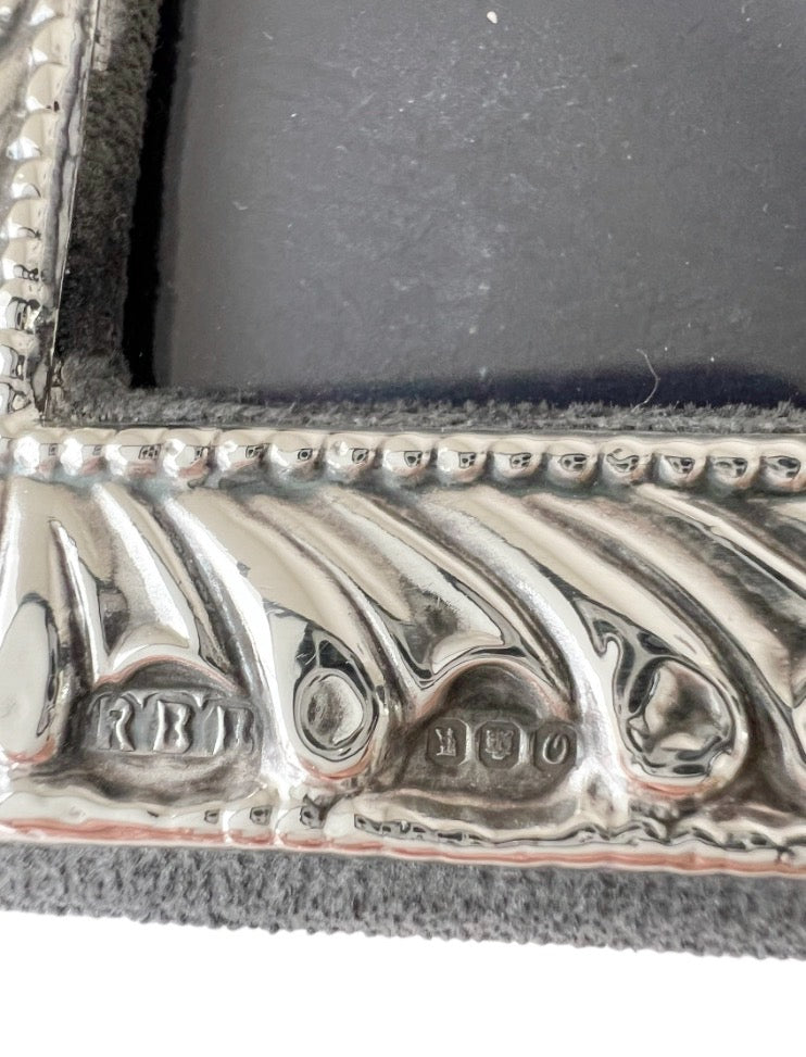 Vintage Sterling Landscape Photo Frame, London 1988, Beaded Border