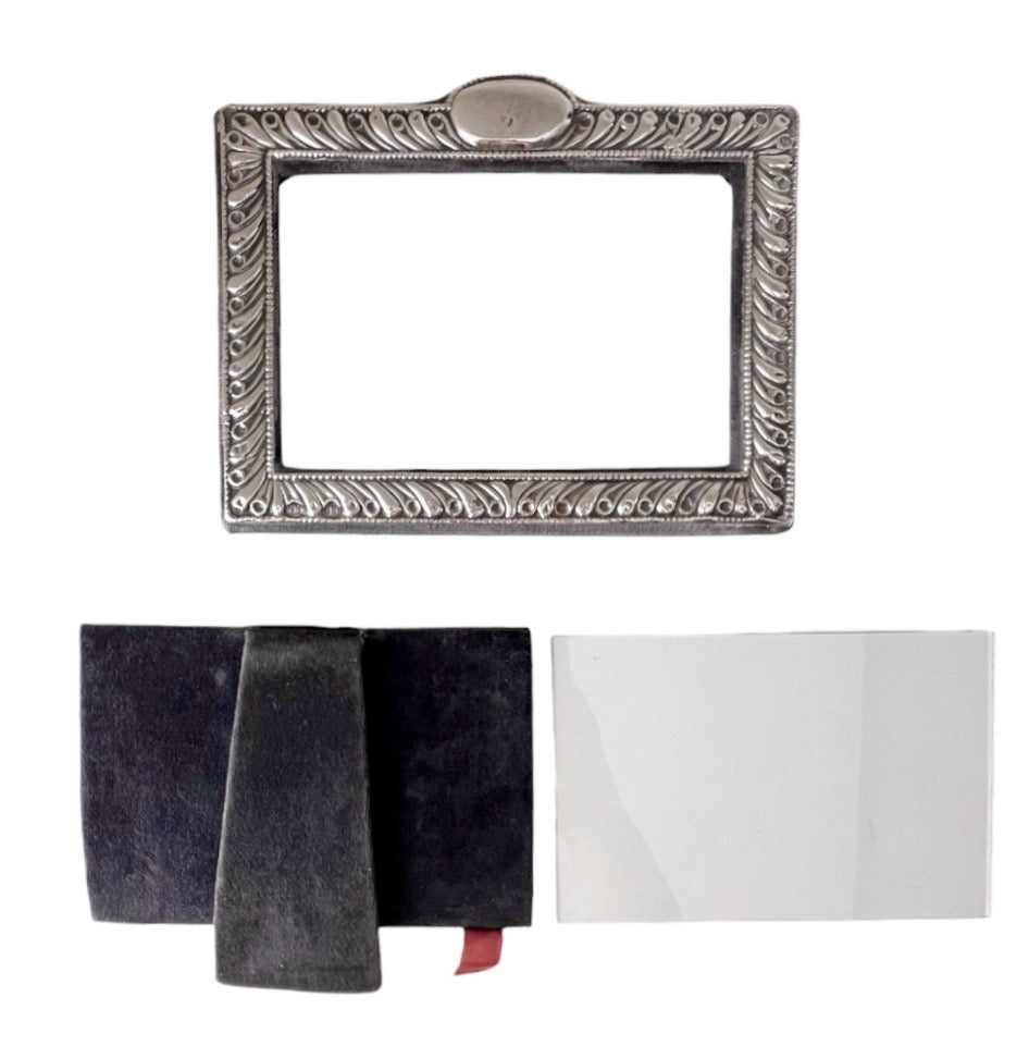 Vintage Sterling Landscape Photo Frame, London 1988, Beaded Border