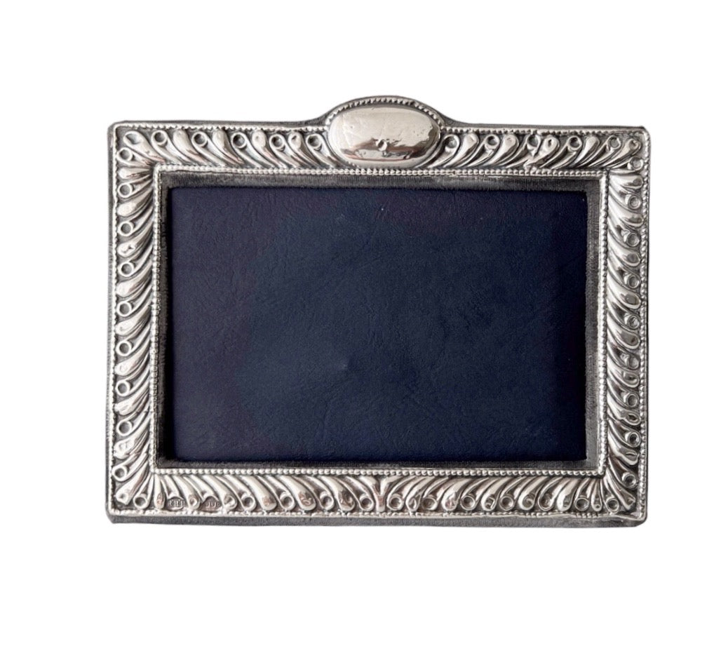 Vintage Sterling Landscape Photo Frame, London 1988, Beaded Border