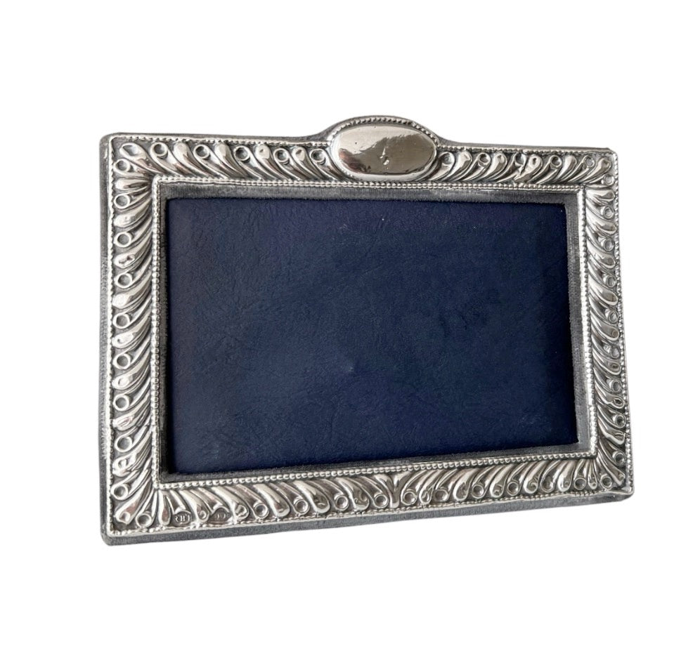 Vintage Sterling Landscape Photo Frame, London 1988, Beaded Border