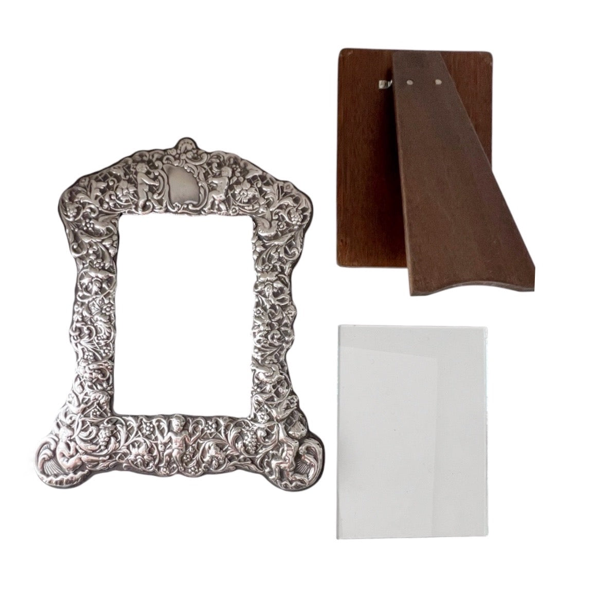 Ray Hall Sterling Wedding Photo Frame, Birmingham 1999, Cherub Floral Design