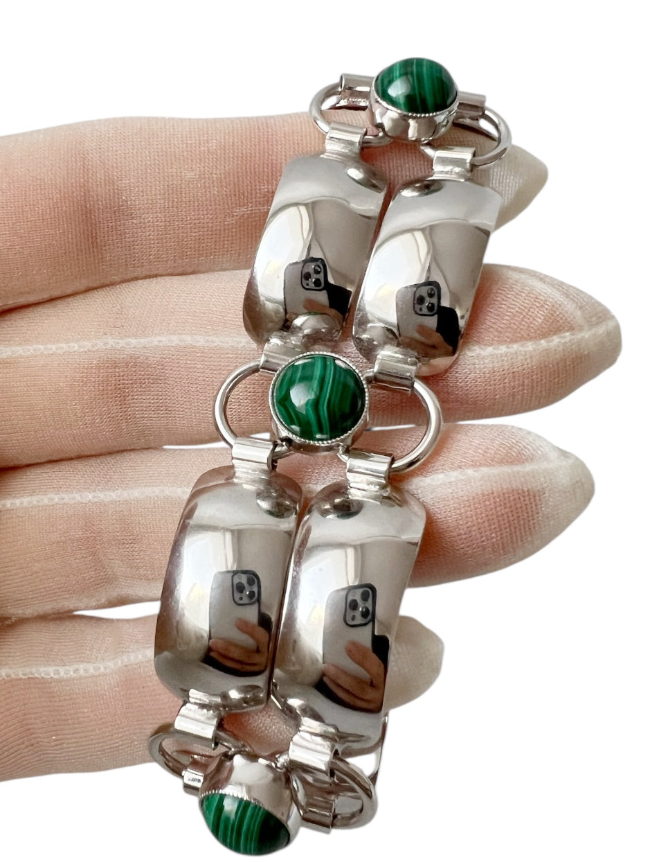 Silver & Malachite Modernist Bracelet – Katja Lührs Lübeck KLS