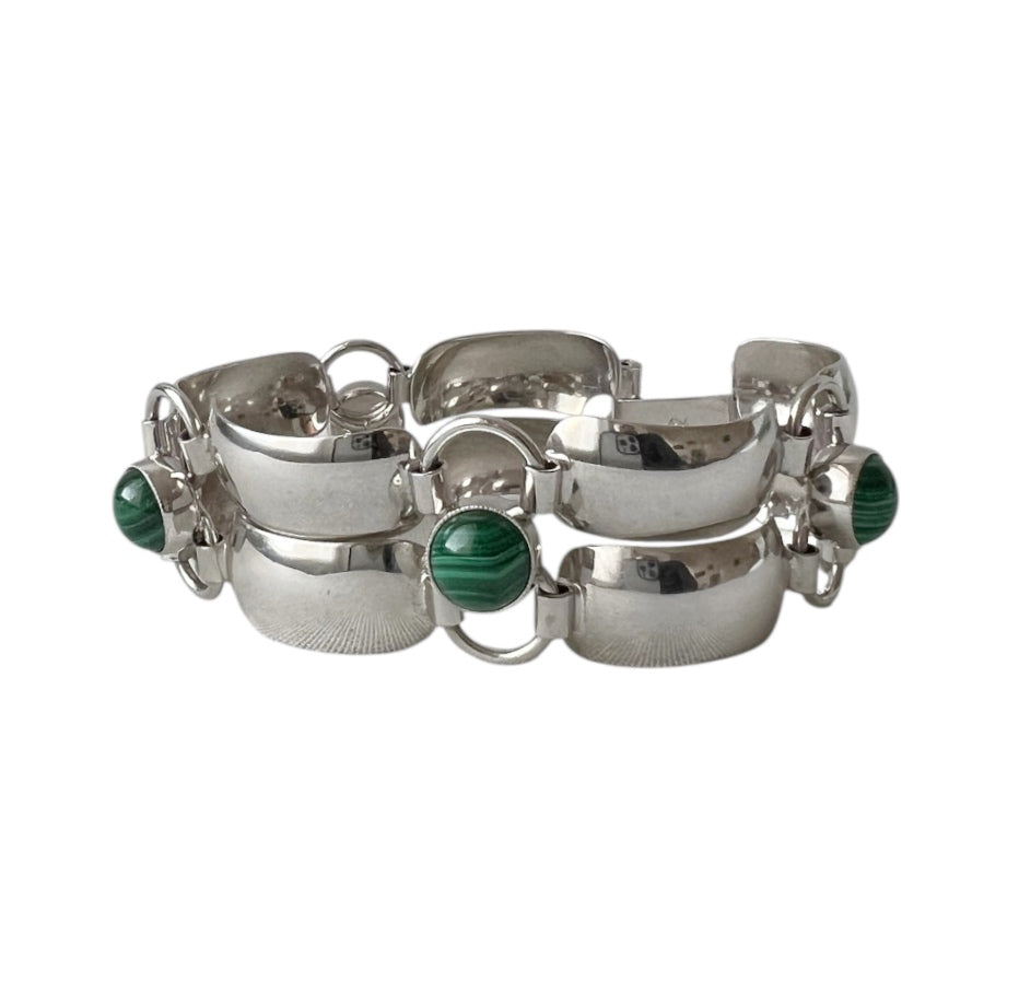 Silver & Malachite Modernist Bracelet – Katja Lührs Lübeck KLS