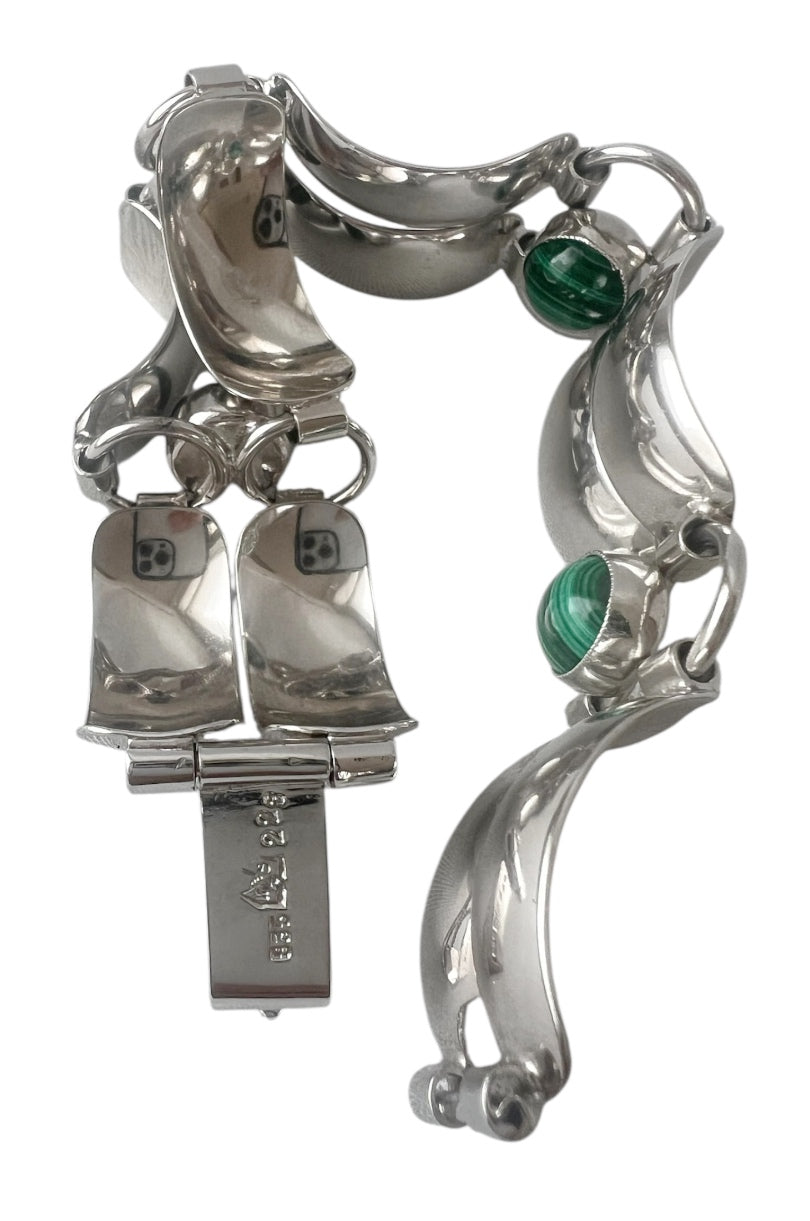 Vintage Silver & Malachite Modernist Bracelet – Katja Lührs Lübeck KLS Scandinavian Design