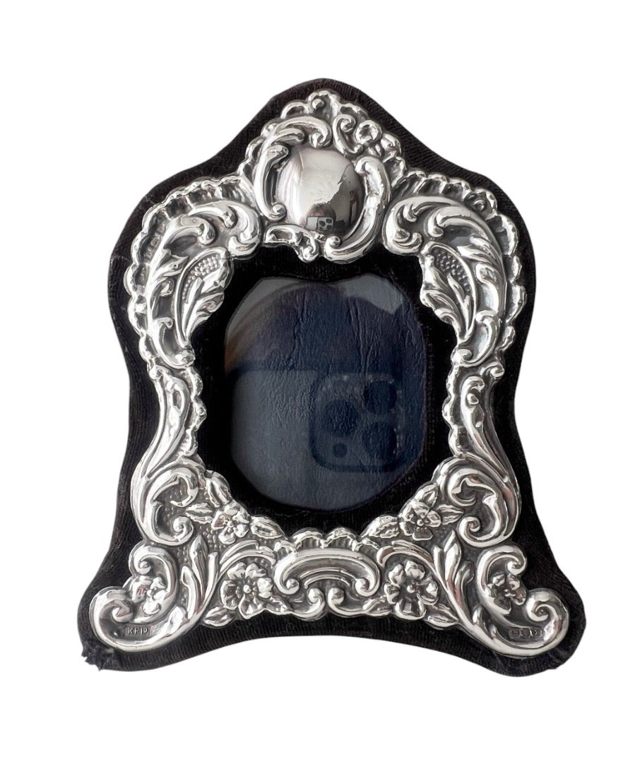 Keyford Sterling Silver Mini Photo Frame, London 1994, Floral Scroll Design