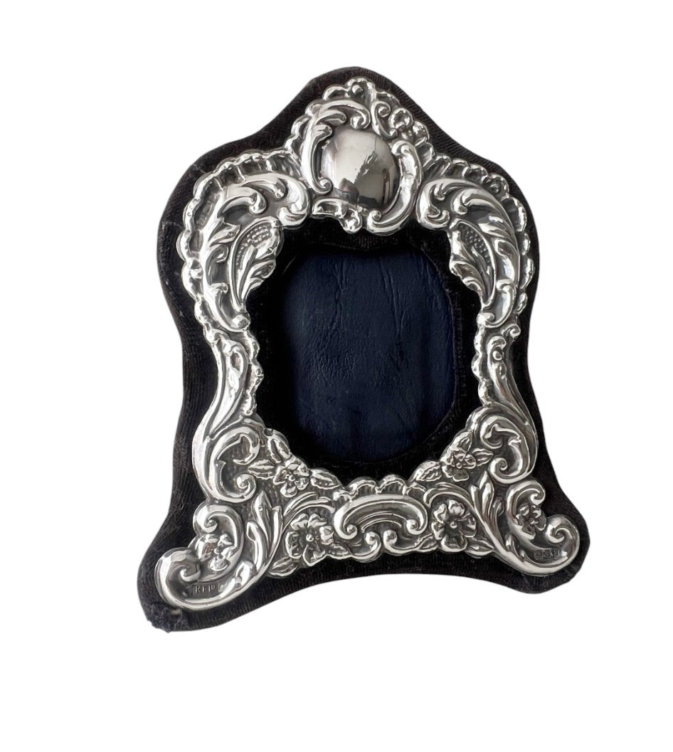 Keyford Sterling Silver Mini Photo Frame, London 1994, Floral Scroll Design