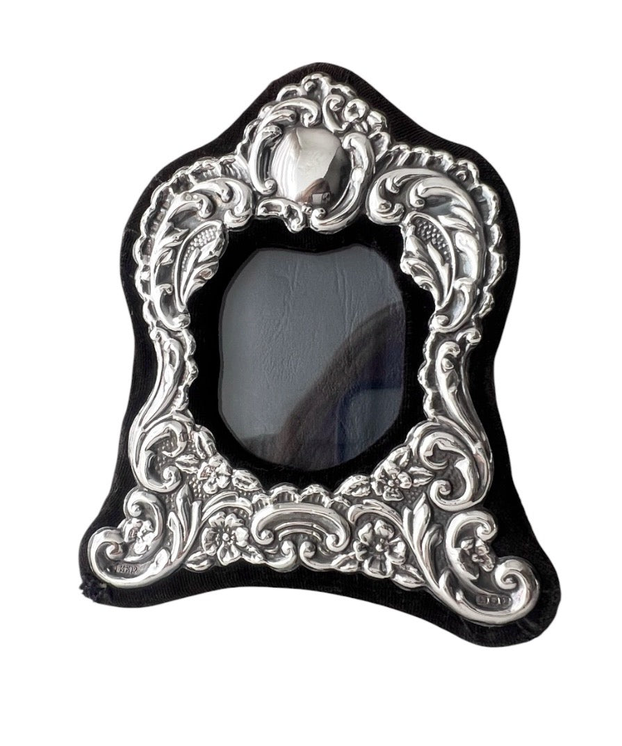 Keyford Sterling Silver Mini Photo Frame, London 1994, Floral Scroll Design