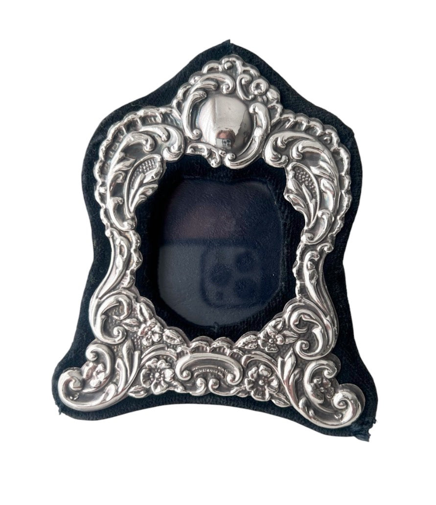Keyford Sterling Silver Mini Photo Frame, London 1989, Scroll Design