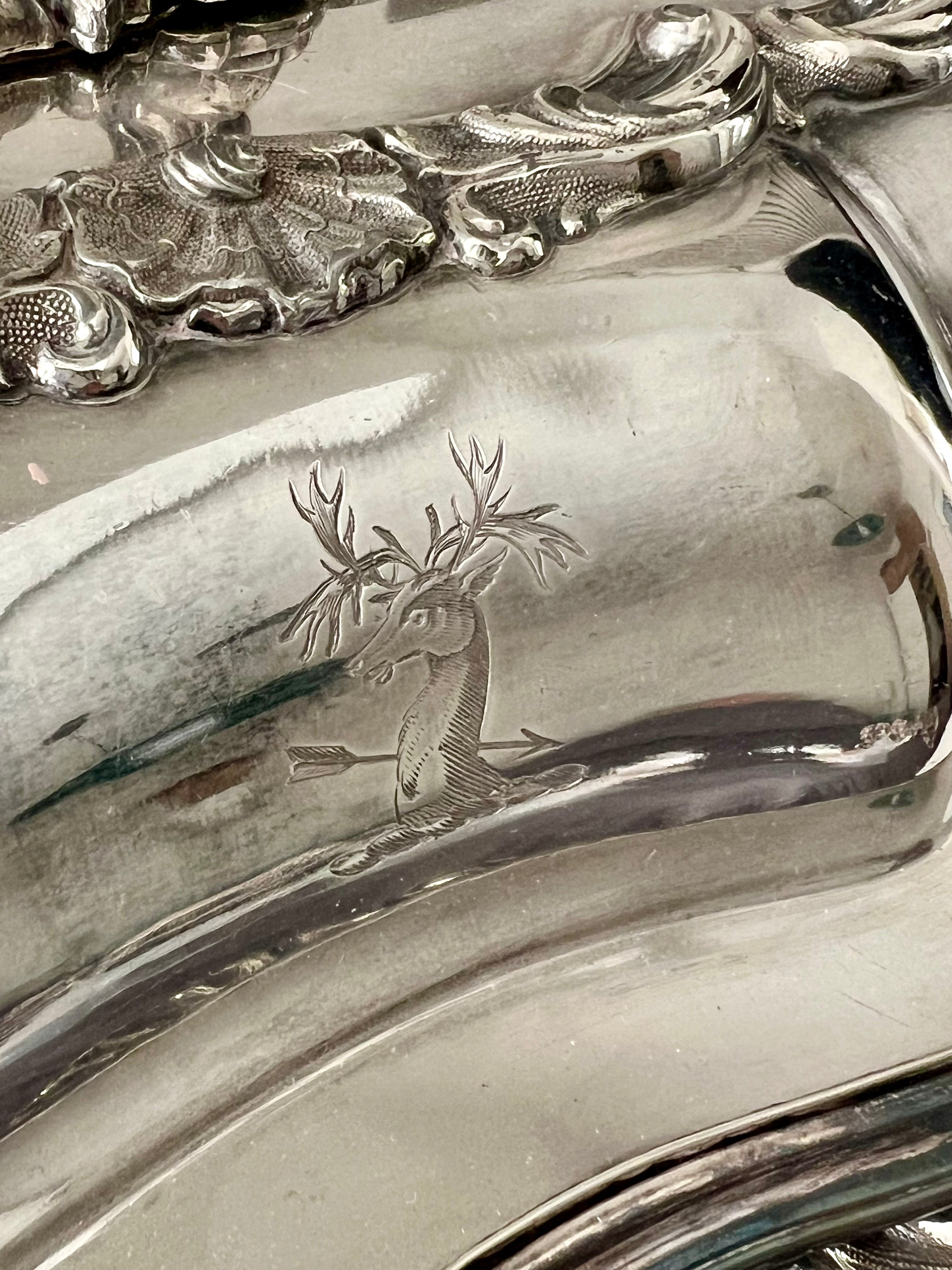 Antique English Old Sheffield Plate Entrée Warmer W.A. Crown Stag Crest