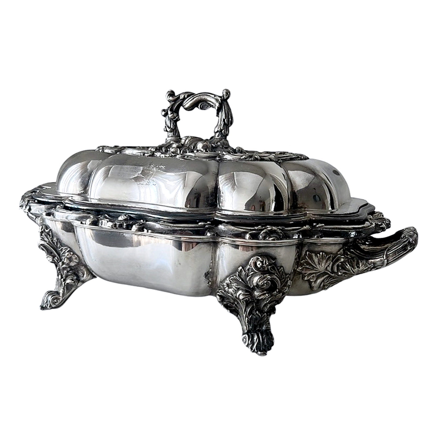 Antique English Old Sheffield Plate Entrée Warmer W.A. Crown Stag Crest