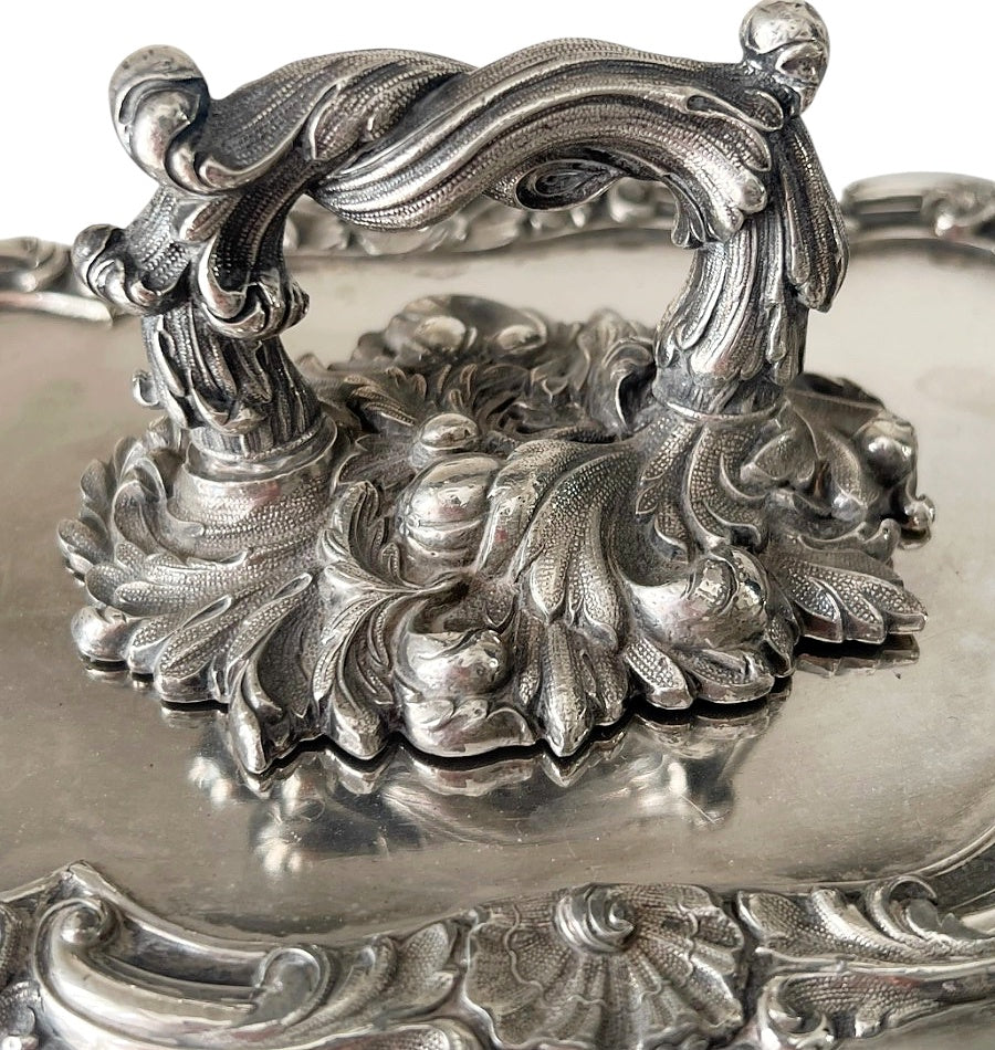 Antique English Old Sheffield Plate Entrée Warmer W.A. Crown Stag Crest