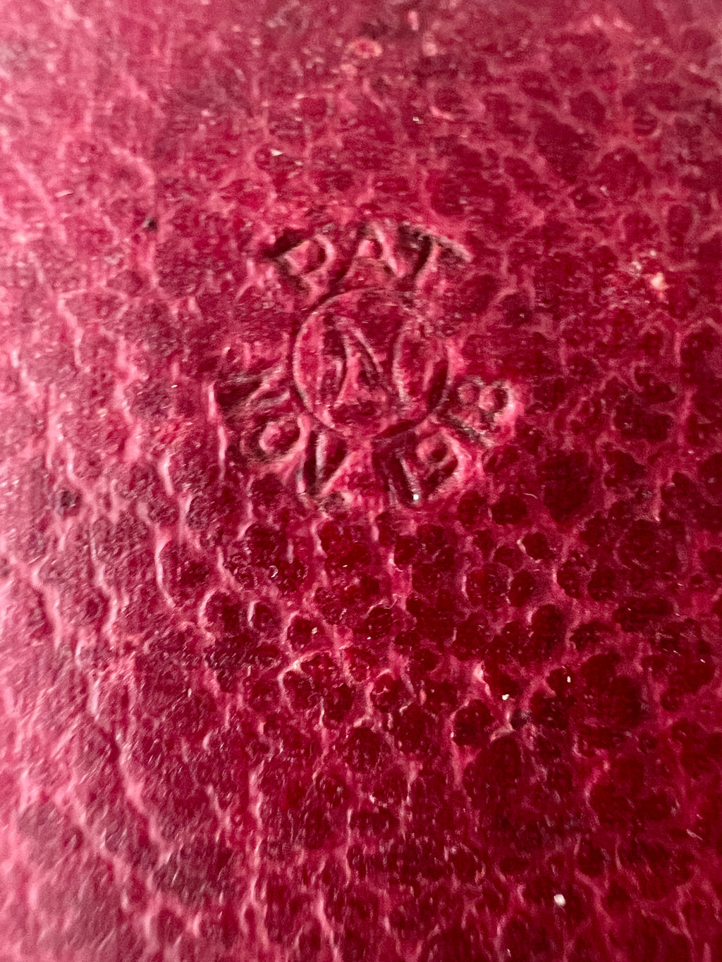 Antique Red Leather Pin Box