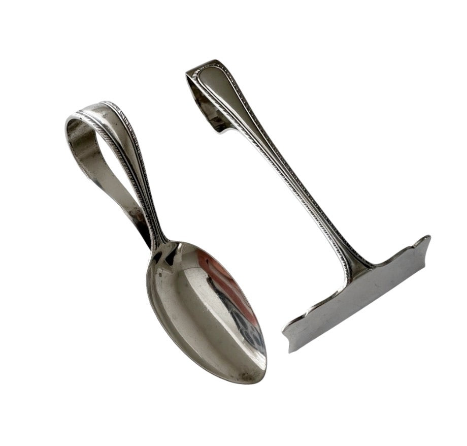 Antique 1926 Sterling Silver Baby Spoon and Food Pusher Set, Docker & Burn Ltd Birmingham, Boxed Christening Flatware