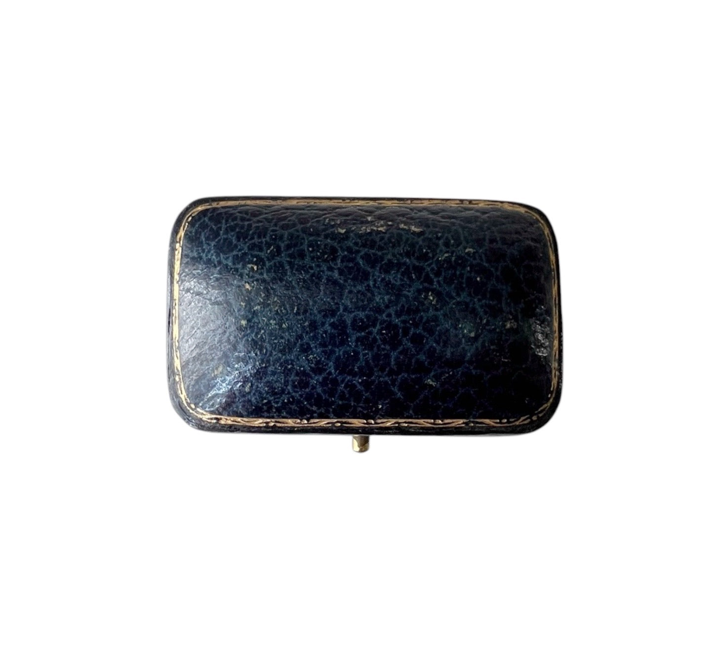 Antique Leather Jewellery Box with Blue Velvet Interior