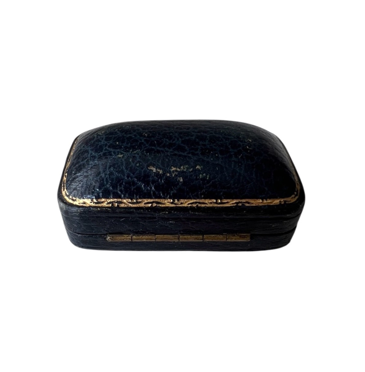 Antique Leather Jewellery Box with Blue Velvet Interior
